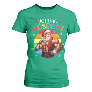 Funny Christmas LGBT T Shirt For Women Ho Ho Ho Mosexual Rainbow Santa TS11 Irish Green Print Your Wear
