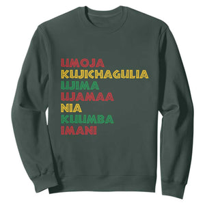 Seven Principles Of Kwanzaa African Nguzo Saba Sweatshirt TS11 Dark Forest Green Print Your Wear