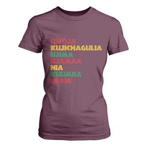 Seven Principles Of Kwanzaa African Nguzo Saba T Shirt For Women TS11 Maroon Print Your Wear