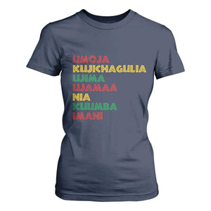 Seven Principles Of Kwanzaa African Nguzo Saba T Shirt For Women TS11 Navy Print Your Wear