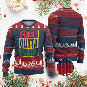 Funny Straight Outta Kwanzaa African American Heritage Ugly Christmas Sweater TS11 Burgundy Print Your Wear