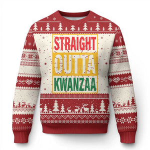 Funny Straight Outta Kwanzaa African American Heritage Ugly Christmas Sweater TS11 Red Print Your Wear