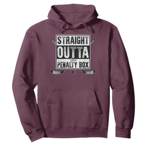 Funny Ice Hockey Hoodie Straight Outta The Penalty Box Vintage Ice Hockey Sticks TS11 Maroon Print Your Wear
