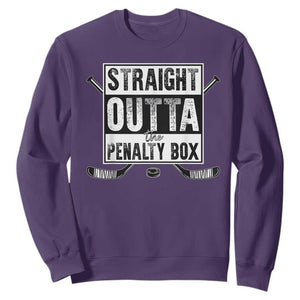 Funny Ice Hockey Sweatshirt Straight Outta The Penalty Box Vintage Ice Hockey Sticks TS11 Purple Print Your Wear