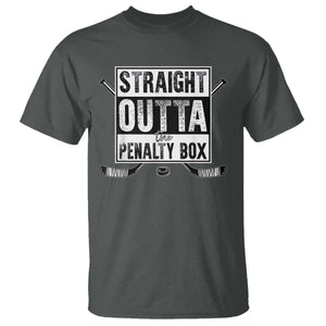 Funny Ice Hockey T Shirt Straight Outta The Penalty Box Vintage Ice Hockey Sticks TS11 Dark Heather Print Your Wear