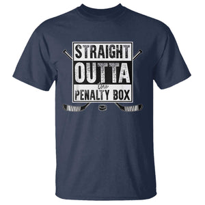 Funny Ice Hockey T Shirt Straight Outta The Penalty Box Vintage Ice Hockey Sticks TS11 Navy Print Your Wear