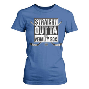 Funny Ice Hockey T Shirt For Women Straight Outta The Penalty Box Vintage Ice Hockey Sticks TS11 Royal Blue Print Your Wear