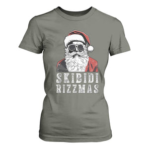 Funny Christmas Santa T Shirt For Women Skibidi Rizzmas Cool Charisma Rizz Santa Claus TS11 Military Green Print Your Wear