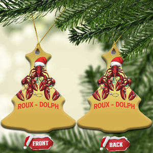 Funny Xmas Cajun Louisiana Christmas Ornament Roux-Dolph Crawfish Reindeers Santa Hat TS11 Christmas Tree Gold Print Your Wear