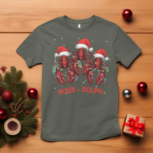 Funny Christmas Cajun Louisiana T Shirt Roux-Dolph Crawfish Reindeers Santa Hat TS11 Military Green Print Your Wear