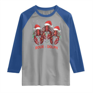 Funny Christmas Cajun Louisiana Raglan Shirt Roux-Dolph Crawfish Reindeers Santa Hat TS11 Sport Gray Royal Print Your Wear
