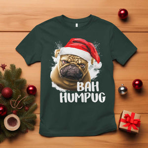 Funny Christmas Pug Dog T Shirt Bah Humpug Humbug Cute Pet TS11 Dark Forest Green Print Your Wear