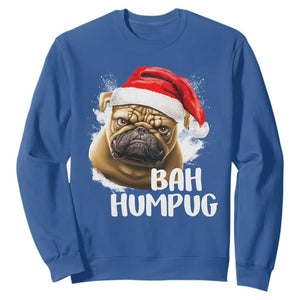 Funny Christmas Pug Dog Sweatshirt Bah Humpug Humbug Cute Pet TS11 Royal Blue Print Your Wear