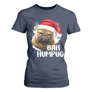 Funny Christmas Pug Dog T Shirt For Women Bah Humpug Humbug Cute Pet TS11 Navy Print Your Wear
