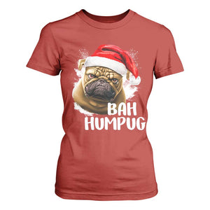 Funny Christmas Pug Dog T Shirt For Women Bah Humpug Humbug Cute Pet TS11 Red Print Your Wear