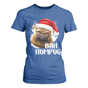 Funny Christmas Pug Dog T Shirt For Women Bah Humpug Humbug Cute Pet TS11 Royal Blue Print Your Wear