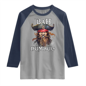 Funny Bah Humbug Christmas Pirate Raglan Shirt TS11 Sport Gray Navy Print Your Wear