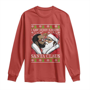 Funny I Saw Diddy Kissing Santa Claus Christmas Mistletoe Long Sleeve Shirt TS11 Red Print Your Wear