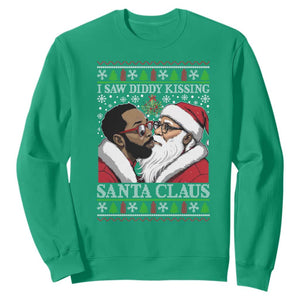 Funny I Saw Diddy Kissing Santa Claus Christmas Mistletoe Sweatshirt TS11 Irish Green Print Your Wear