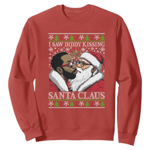 Funny I Saw Diddy Kissing Santa Claus Christmas Mistletoe Sweatshirt TS11 Red Print Your Wear