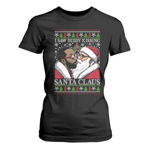 Funny I Saw Diddy Kissing Santa Claus Christmas Mistletoe T Shirt For Women TS11 Black Print Your Wear