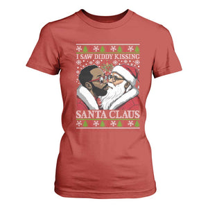 Funny I Saw Diddy Kissing Santa Claus Christmas Mistletoe T Shirt For Women TS11 Red Print Your Wear