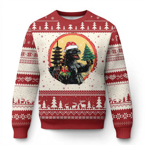 Funny Xmas Santa Godzilla Japanese Monster Ugly Christmas Sweater TS11 Red Print Your Wear