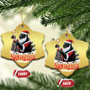 Funny Xmas Santa Godzilla Christmas Ornament Santazilla Tower Xmas Tree TS11 Snow Flake Gold Print Your Wear