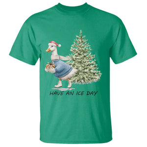 Funny Christmas Ice Skating T Shirt Have An Ice Day Goose Xmas Tree TS11 Irish Green Print Your Wear