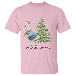 Funny Christmas Ice Skating T Shirt Have An Ice Day Goose Xmas Tree TS11 Light Pink Print Your Wear