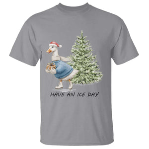 Funny Christmas Ice Skating T Shirt Have An Ice Day Goose Xmas Tree TS11 Sport Gray Print Your Wear