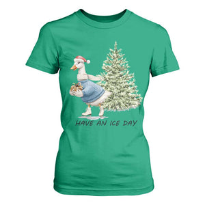 Funny Christmas Ice Skating T Shirt For Women Have An Ice Day Goose Xmas Tree TS11 Irish Green Print Your Wear