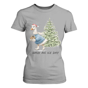 Funny Christmas Ice Skating T Shirt For Women Have An Ice Day Goose Xmas Tree TS11 Sport Gray Print Your Wear