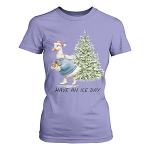 Funny Christmas Ice Skating T Shirt For Women Have An Ice Day Goose Xmas Tree TS11 Violet Print Your Wear