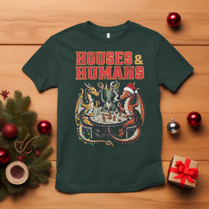 Funny Rpg Christmas Game T Shirt Houses And Humans Tabletop Game Xmas Dragon TS11 Dark Forest Green Print Your Wear