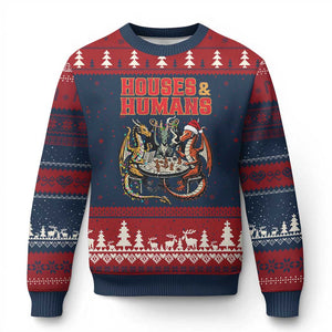 Funny Rpg Xmas Game Ugly Christmas Sweater Houses And Humans Tabletop Game Xmas Dragon TS11 Navy Red Print Your Wear