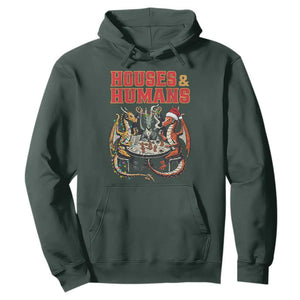 Funny Rpg Christmas Game Hoodie Houses And Humans Tabletop Game Xmas Dragon TS11 Dark Forest Green Print Your Wear
