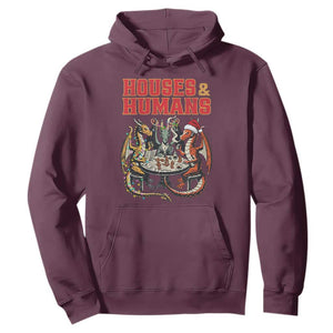 Funny Rpg Christmas Game Hoodie Houses And Humans Tabletop Game Xmas Dragon TS11 Maroon Print Your Wear