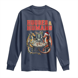 Funny Rpg Christmas Game Long Sleeve Shirt Houses And Humans Tabletop Game Xmas Dragon TS11 Navy Print Your Wear