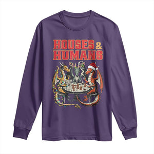Funny Rpg Christmas Game Long Sleeve Shirt Houses And Humans Tabletop Game Xmas Dragon TS11 Purple Print Your Wear