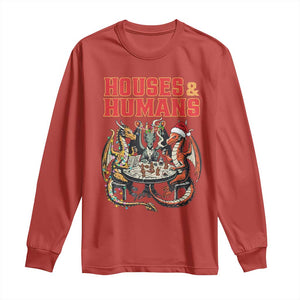 Funny Rpg Christmas Game Long Sleeve Shirt Houses And Humans Tabletop Game Xmas Dragon TS11 Red Print Your Wear
