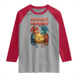 Gaming Houses and Humans Raglan Shirt Funny Rpg Parody Gamer TS11 Sport Gray Red Print Your Wear