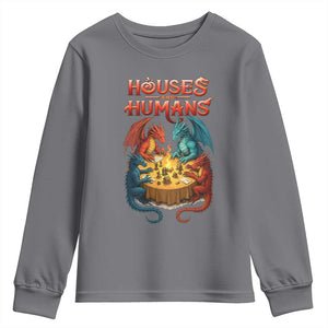 Gaming Houses and Humans Youth Sweatshirt Funny Rpg Parody Gamer TS11 Charcoal Print Your Wear