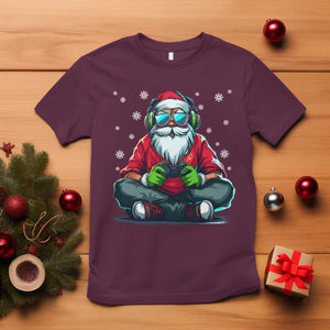 Funny Christmas Gamer Santa Claus Game Controller T Shirt TS11 Maroon Print Your Wear