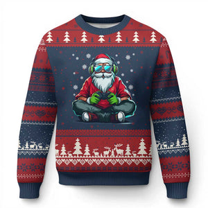 Funny Xmas Gamer Santa Claus Game Controller Ugly Christmas Sweater TS11 Navy Red Print Your Wear