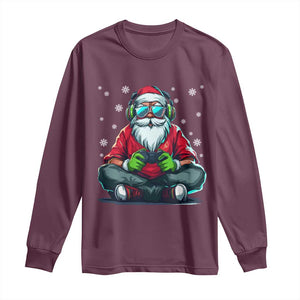 Funny Christmas Gamer Santa Claus Game Controller Long Sleeve Shirt TS11 Maroon Print Your Wear