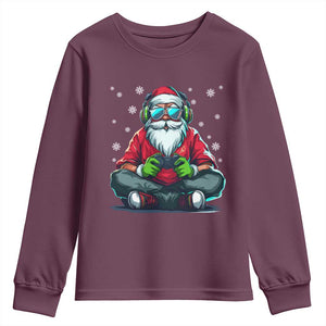 Funny Christmas Gamer Santa Claus Game Controller Youth Sweatshirt TS11 Maroon Print Your Wear