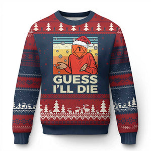 Funny Xmas Rpg Gamer Ugly Christmas Sweater Guess l Will Die Retro Dice Santa Hat TS11 Navy Red Print Your Wear