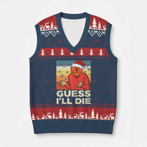 Funny Xmas Rpg Gamer V-Neck Knit Sweater Vest Guess l Will Die Retro Dice Santa Hat TS11 Navy Red Print Your Wear