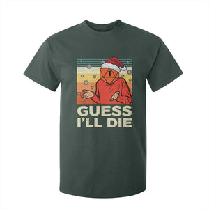 Funny Christmas Rpg Gamer T Shirt For Kid Guess l Will Die Retro Dice Santa Hat TS11 Dark Forest Green Print Your Wear